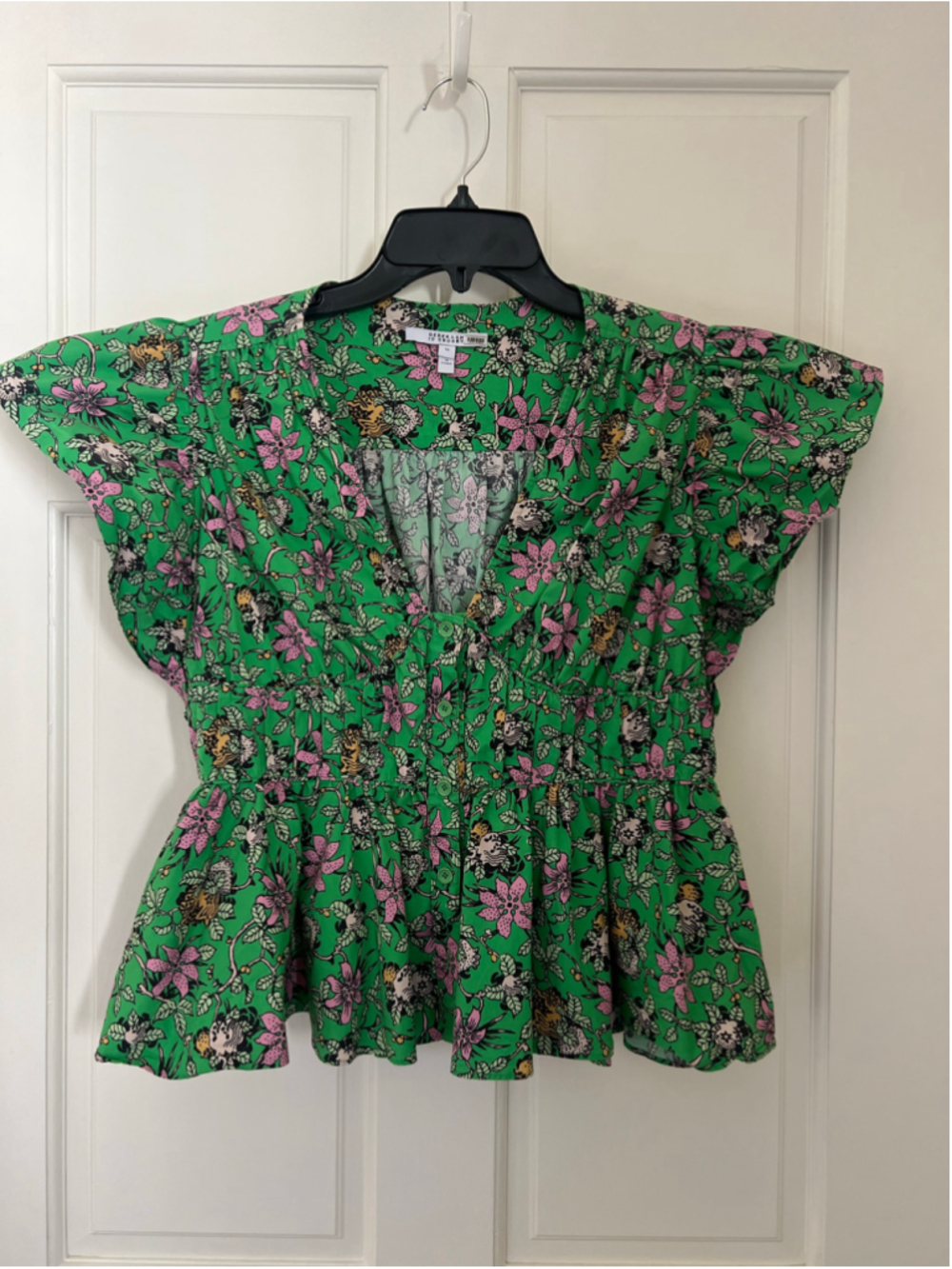 Derek Lam 10 Crosby Crosby Green Floral Top Women's 10